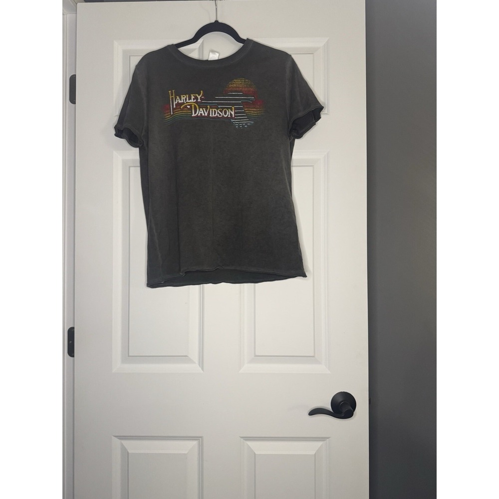 Harley Davidson McGrath Quad Cities T Shirt Womens Large Gray W Multi Color